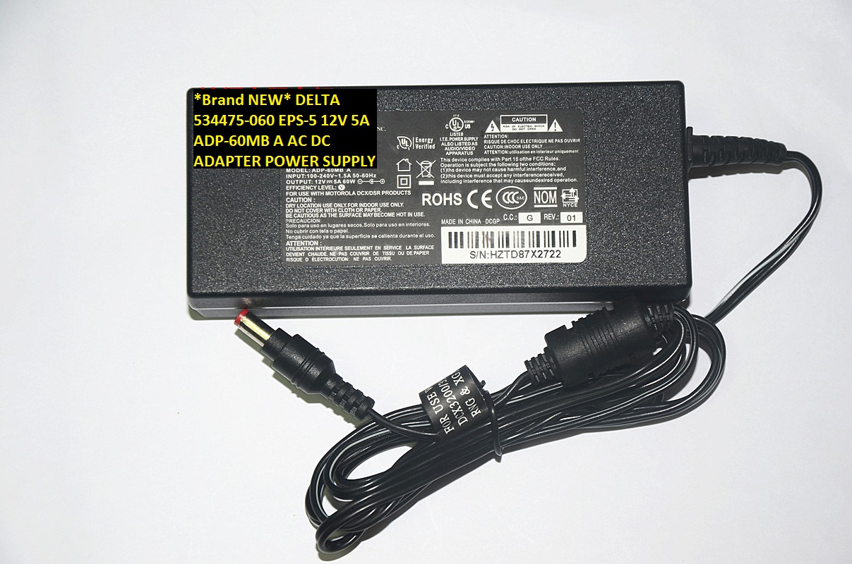 *Brand NEW* DELTA 534475-060 EPS-5 12V 5A ADP-60MB A AC DC ADAPTER POWER SUPPLY